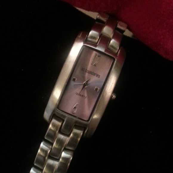 No Boundaries Accessories Brushed Stainless Tank Style Watch Pink